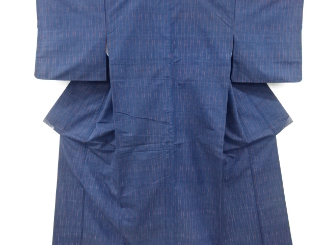 アンティーク　変わり立桶模様織出し手織り紬着物